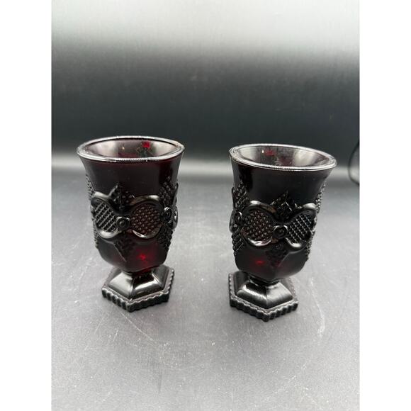 Set of 2 Vintage Avon 1876 Cape Cod Ruby Red Footed Pedestal Mugs-NIB - Picture 4 of 10